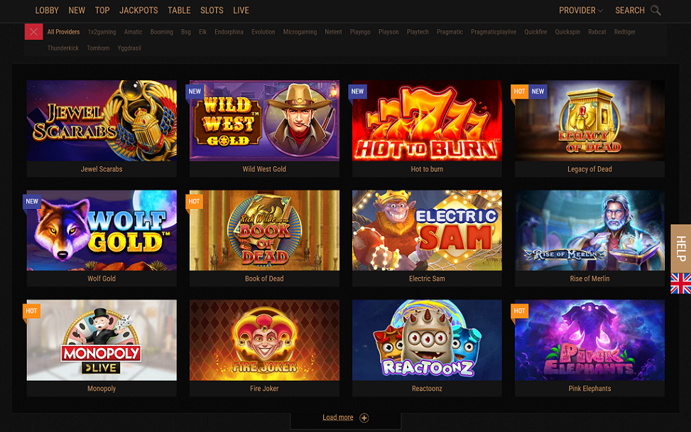 King Billy Casino Lobby Screenshot