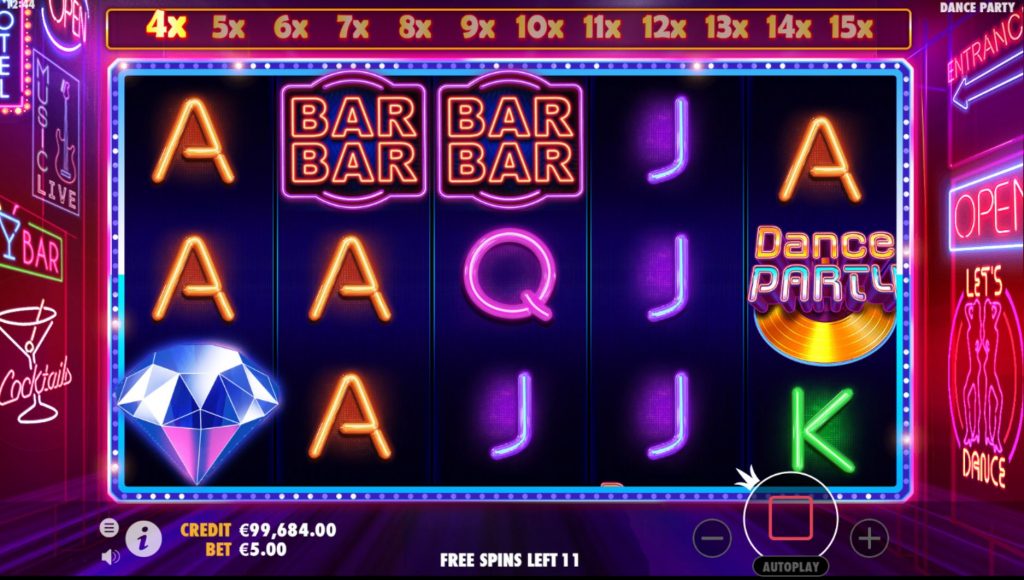 Free Spins Bonus van Dance Party gokkast