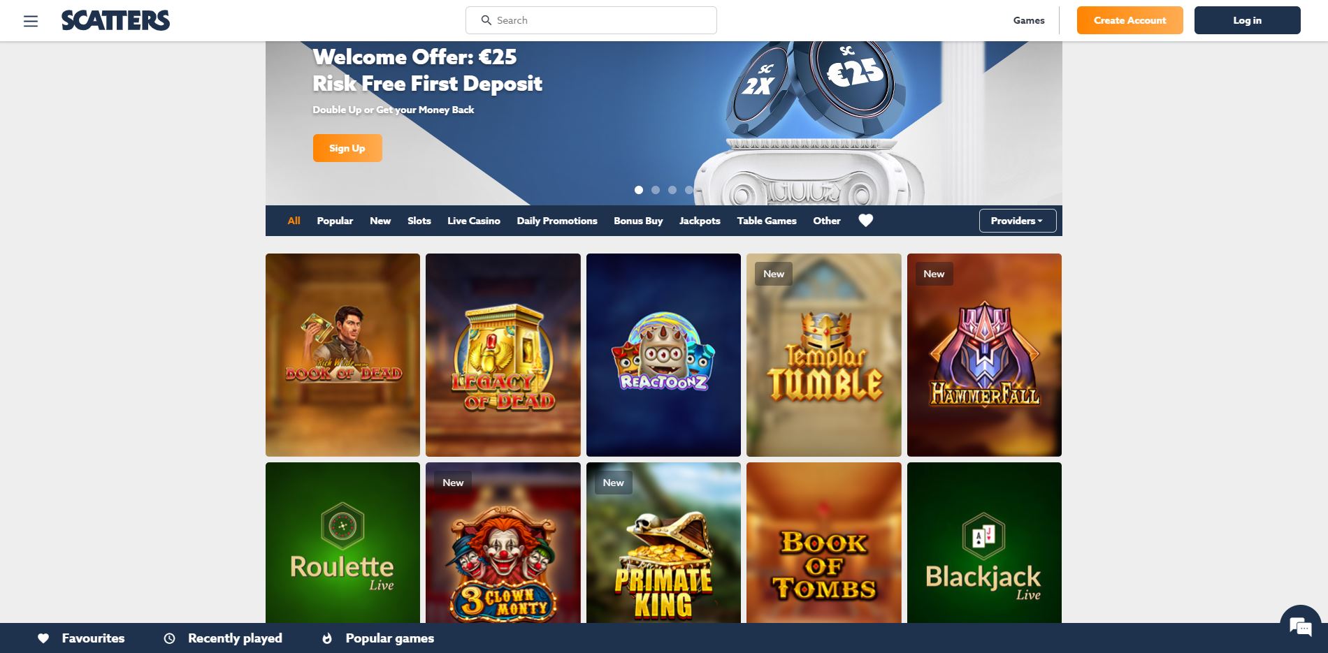 Scatters Casino Games Screenshot